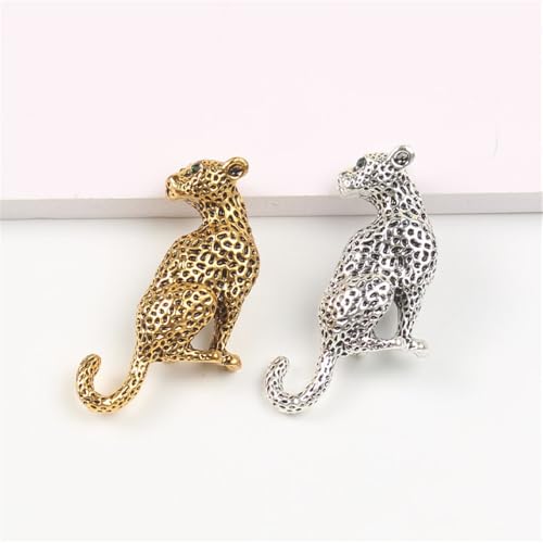Vintage Leopard Lapel Brooch Pin for Women Men Fashion Punk Rhinestone Animal Cheetah Collar Suit Jackets Coat Dress Backpacks Pins Gothic Cool Panther Cougar Boutonniere Corsage Jewelry Decoration (Gold-Tone) by OIDIMS - Used condition - Image 4