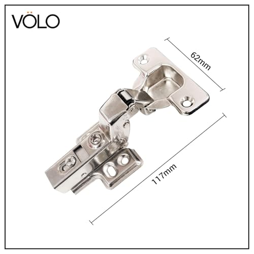 Image of VOLO 2D Soft Close Cabinet Hinges for Furniture, Wardrobes, Doors, and Storage Units | Mild Steel | 1 Year Manufacturer Warranty | (15 Crank | Inset, 4 Pieces (2 Set))