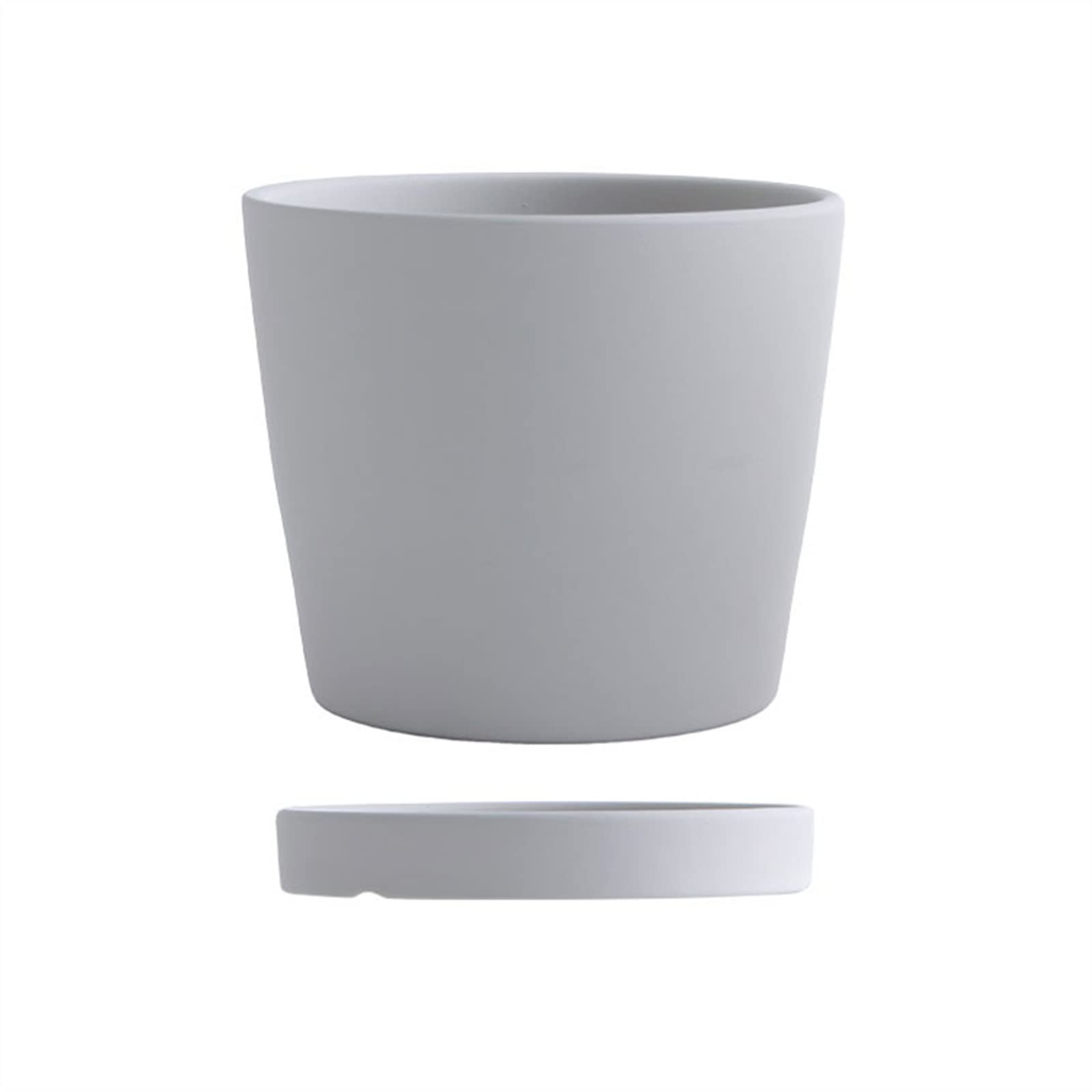 HIHELO Donice Ceramiczna okrągła doniczka z otworami drenażowymi sukulenty kaktus orchidea doniczka doniczkowa prosta z tacą doniczka do przedszkola (kolor: szary)