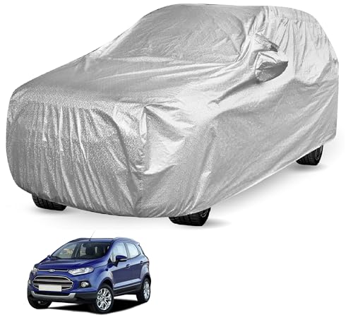 Image of Auto Hub Waterproof Car Cover Compatible with Ford EcoSport with Mirror Pocket, Soft Cotton Lining, Waterproof EcoSport Car Cover- Metallic Silver