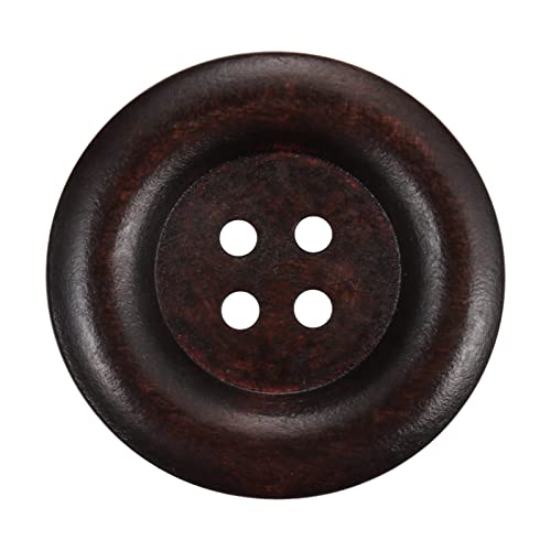 Housweety 20Pcs Dark Coffee 4 Holes Round Wood Sewing Buttons 35Mm(1 3/8") Dia. #TOP2