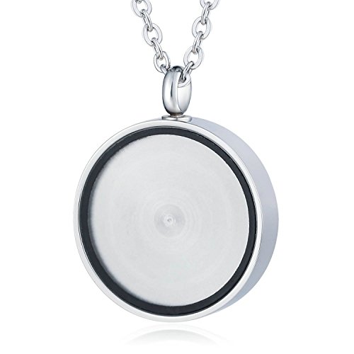 Amody Acero Inoxidable Círculo Liso Plateado Cremación joyería Recuerdo Titular Memorial Collar...