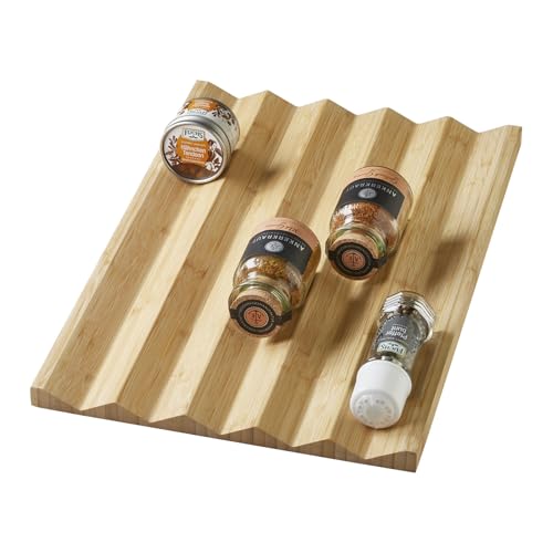 Orga-Box Bambus Gewürzeinsatz 473 x 310 x 19 mm Gewürzgläsereinsatz für Küchenschublade Gewürzdoseneinsatz für Schubladen