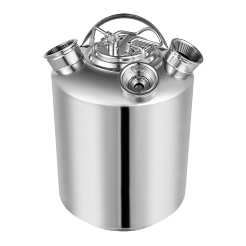 Shalmidor Barril de limpieza de cerveza de acero inoxidable de 10 litros, recipiente de limpieza, barril de limpieza de cerveza, 3 cabezales, de acero inoxidable, dispositivo de limpieza de tuberías