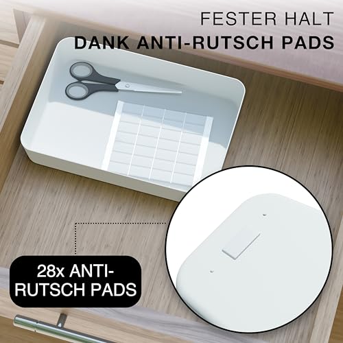 VMbathrooms Schubladen Organizer Set für jeden Bedarf | Praktische Schreibtisch Sortierboxen | Schubladentrenner – Ihr idealer Ordnungshelfer im Alltag für Büro & Haushalt (Hellgrau)