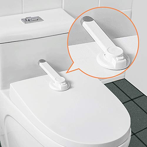Universal Fit Safety Toilet Lock by Hombae, Adhesive Baby Proofing Device for The Toilet Seat Lid, Convenient Swing Mechanism for Easy One Hand Operatio, Durable and Discreet Design (1 Count)