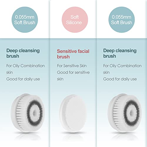 TOUCHBeauty Gesichtsbürste Elektrische,Gesichtsreinigungsbürste Set Wasserdicht mit 3 Aufsätze im Reiseetui-2 Stufen Geschwindigkeiten,Tiefenreinigung Sanfte Exfoliation AG-0759AP(Rosa)