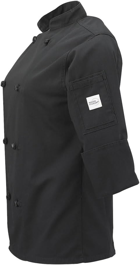 Mercer Culinary M61040BKXS Genesis Women's Chef Jacket with Cloth Knot Buttons, X-Small, Black
