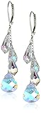 Sterling Silver Swarovski Elements Crystal Aurora Borealis Multi-Teardrop and Briolette Earrings