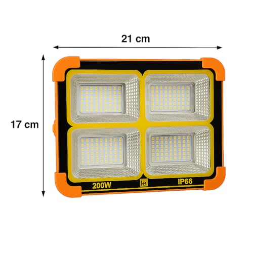 200W Güneş Enerjili Portatif Solar LED Projektör | IP66 Su Geçirmez, 4 Işık Modu, 2200 Lümen, Taşınabilir Şarjlı Lamba | Kamp, Bahçe, Sokak Aydınlatması K2LED
