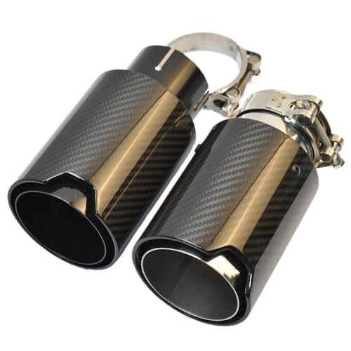 Embout échappement universel de 93mm noir brillant silencieux voiture en fibre de carbone