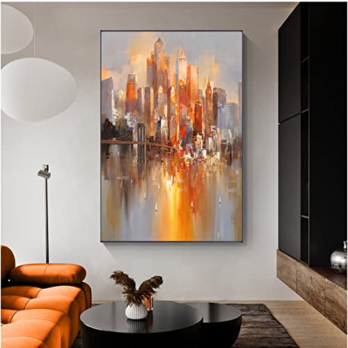 Tableau decoration murale chambre et poster peinture paysage urbain salon