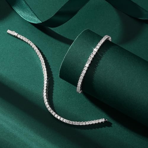 MOOSEA Moissanite Tennis Bracelet for Women Men, 4.9-5.3CT D Color VVS1 Clarity Lab Created Moissanite Bracelets 925 Sterling Silver Tennis Bracelet Anniversary Birthday Gifts Jewelry 6.5-7.0INCH4