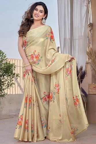Image of MIRCHI FASHION Saree for Woman Chiffon Floral Printed | Lightweight All-Day Comfortable Women's Sari with Unstitched Blouse Piece (Available in 30 Colors)