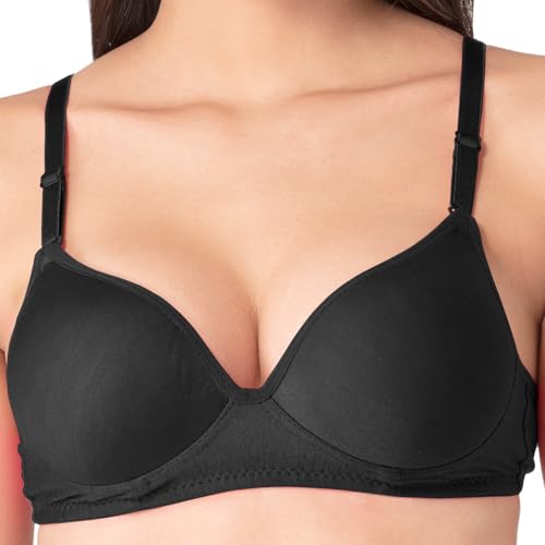 Image of Komli - Heavily Padded Push-Up Bra - Cotton Rich - Balconette - 3 /4th Coverage, Seamless, Wireless, Multiway Straps - T-Shirt Bra