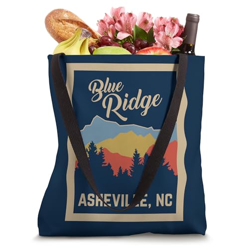 Bolso tote retro de recuerdo turístico de Asheville, Carolina del Norte y las montañas Blue Ridge miniatura 4