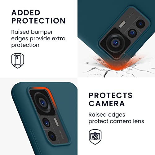 kwmobile Case for Xiaomi 12T / 12T Pro Case - Soft Cover - Shockproof Silicone - Wireless Charging Teal Matte - Image 3