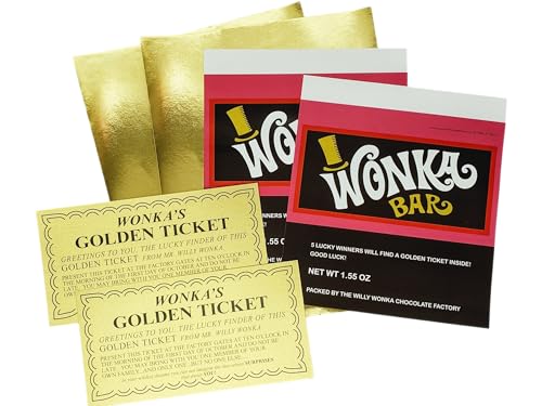 Regular Size Candy Wrapper and Golden Tickets - Pack of 2 (Candy Not Included)