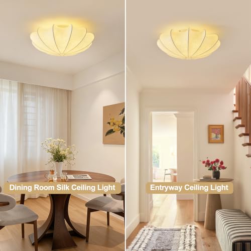 Pandaluna Silk Flush Mount Ceiling Light 23.6in White Imitation Silk Saucer by Pandaluna - Used condition - Image 7