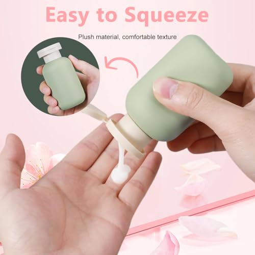 Image of MAYCREATE 3Pcs Flip-up Travel Bottles 100ML Travel Bottle Kit for Toiletries Dispenser with Storage Zipper Bag, Leaking Proof & Reusable, Fashion 3-Color Toiletry Bottles for Lotion Cream Shampoo