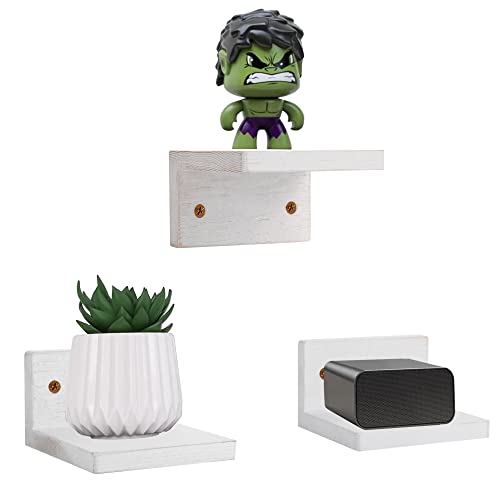 Dgdcdv Small Floating Shelf For Wall Set Of 3, Wood Small Wall Shelf For Home Decor Display, Shelf For Small Decor Or Plants, Rustic Floating Shelves With 2 Types Of Installation (White) #TOP8