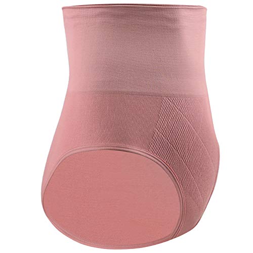 DREAM SLIM Women's Mid-Waist Seamless Tummy Control Shapewear Panties Body Shaper Girdle Underwear (Pink, Med/Large)