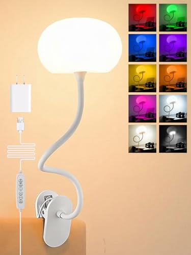 Clip on Lamp 10 RGB Colors+10 Brightness Clip on Desk Lamp for Dorm Lamp