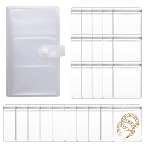 XoeLLe Joyero Viaje, Transparente Organizador para Joyas de Viaje Anti Oxidación Pendientes Joyas Bolsas Para Anillos, Pulseras, Broches (85 Cuadrícula+40 Bolsas Pvc Gruesas)