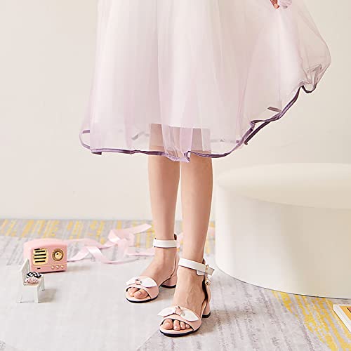 Generic High Heel Sandals for Girls Little/big Kids Dress Shoes Pumps Low Heels Flower Open Toe Sandals Fashion Baby Shoes2