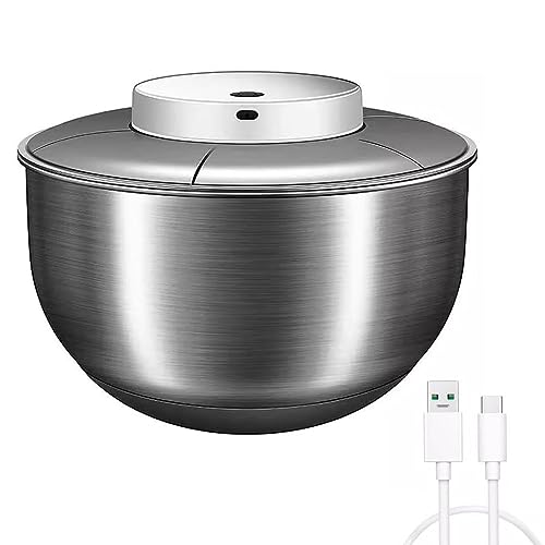 Image of Automatic 4.8L Lettuce Spinner Dryer, Electric Salad, Stainless Steel Rotator Washer, USB Rechargeable, For Greens, Fruits And Vegetables