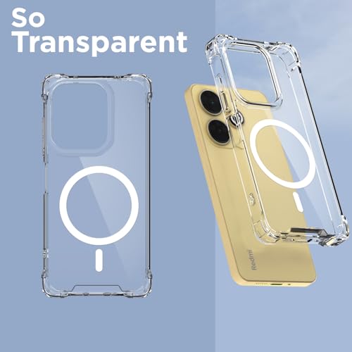 Image of Pikkme Back Cover for Redmi 13 5G / Poco M6 Plus 5G Mag-Safe Shockproof PC + TPU | Protective Case Magnetic Support | Bumper Case (Transparent Mag-Safe)