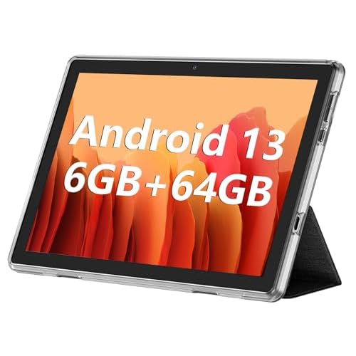 Android Tablet, 10.1 inch Android 13 Tablets 6GB RAM 64GB ROM 1TB Expand, 1280×800 IPS HD Touchscreen,6000mAh Battery, Bluetooth, Dual Camera, GMS, WiFi (Black)