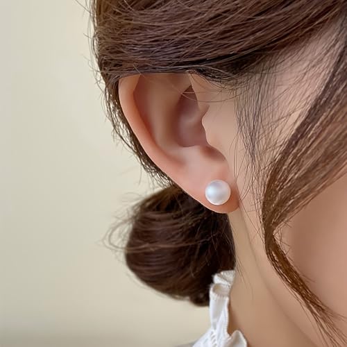 White Imitation Pearls Stud Earrings, Delicate 12 Pairs Pearls Earrings For Women, Classic Elegant Ball Stud Earrings For Ladies2