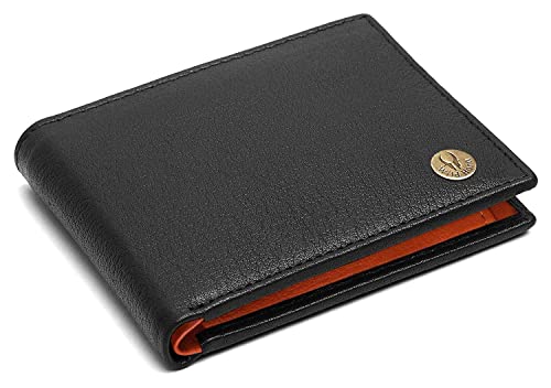 Image of WildHorn Black & Tan Leather Wallet for Men I Ultra Strong Stitching I 6 Card Slots I 2 Currency & 2 Secret Compartments I 1 Coin Pocket