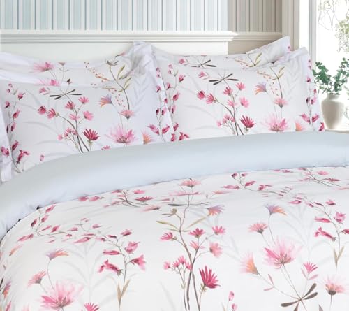 Majestic Giftware Madison Linen 4 Pcs Twin Size Bedding Set (BL509-T-4pcs) Easy Care - Daisy Dreams 300 100% TC Cotton Sateen | 1 Fitted Sheet, 1 Duvet, 2 Pillowcases - Ritz Collection