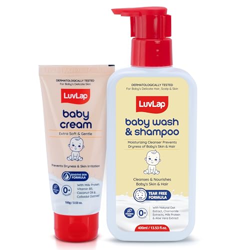 Image of LuvLap Baby Wash & Shampoo 400 ml + Baby Cream 100 gm Combo Set