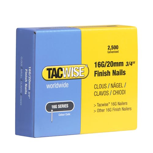 Tacwise 0665 Clous de Finition Galvanisés de Type 16G / 20 mm, Lot de 2500