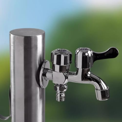 Colonne d'eau extérieure inox double usage avec porte-robinet intégré - 6