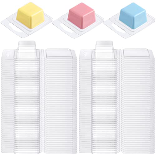 Wesiti Wax Melt Molds Clear Empty Plastic Wax Melt Clamshells Container Pet Single Cube 1 oz Candle Molds for DIY Chocolates Wickless Candles Soap Making(100 Pcs)