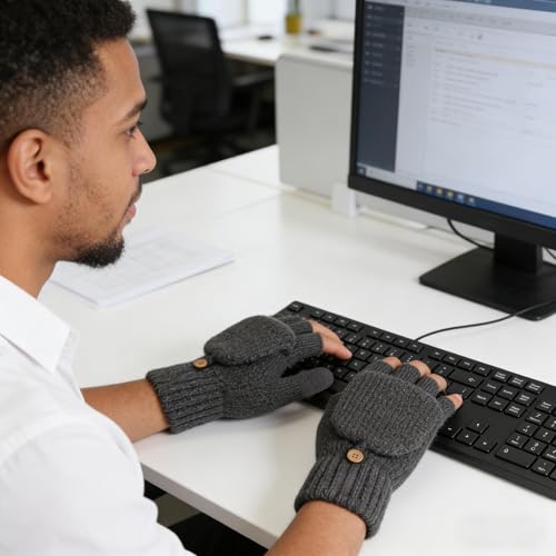 Guantes sin dedos para mujer de punto con función térmica de invierno 2
