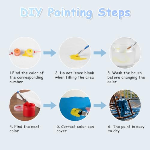 Image of HASTHIP DIY Paint by Number Kit for Adults, Coastal Porch Ocean View Landscape Painting Art Work with Frame, DIY Acrylic Paint by Numbers Canvas Wall Art Home Decor Gift, 40x50cm