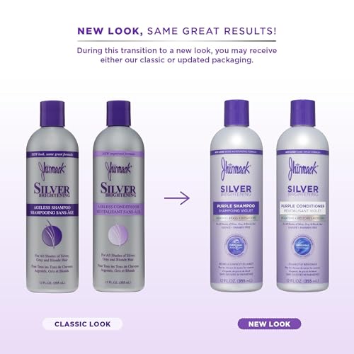Jhirmack Silver Brightening Purple Shampoo and Conditioner Set for all types of silver, grey, and blonde hair