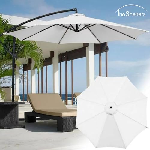 Image of THESHELTERS 10ft Side Pole Round Outdoor Garden Umbrella with Movable 60Kg Heavy Water Base Stand for Patio, Terrace, Cafe and Poolside | Waterproof Big Size Outdoor Umbrella