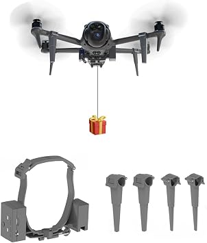 Mavic 4 Pro Payload Airdrop System, for DJI Mavic 4 Pro Transport Release with Landing Gear, Wedding Ring Thrower Fishing Bait Clip Delivery Advertising Air Aerial Gift Rescue Thrower Kit