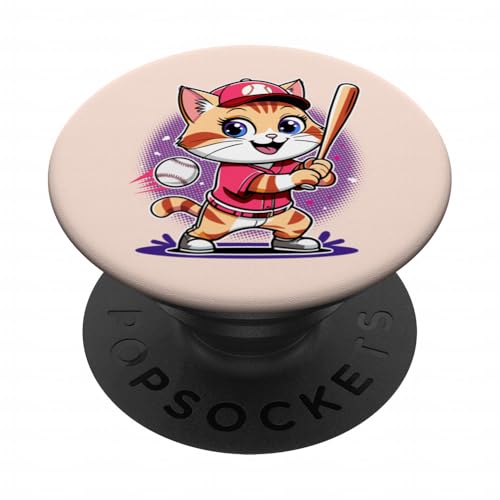 Lefty Softball Baseball Cat Player Accessories for Girls PopSockets Adhesive PopGrip