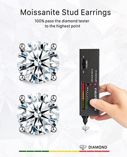Moissanite Stud Earrings, Fcinos 18K Gold Plated 925 Sterling Silver 2 Carat Brilliant Cut 6-Prong Diamond Earrings For Birthday Christmas Jewelry Gift Hypoallergenic Earrings For Women Men #TOP3