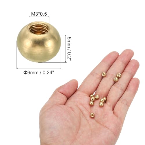 Image of PATIKIL M3x0.5 Thread Cap Nuts Knob, 15 Pack Brass Ball Lamp Decoration Screw Caps Nut Cover Nut for Furniture Lighting or DIY Project 6mm