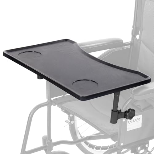 Vive Wheelchair Tray for Adults - Wheelchair Tray Table Attachment for Elderly - Removable Mobility Scooter Lap Table - Eating Aid for Nursing Patients & Seniors (Black)