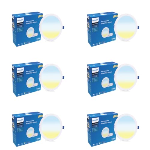 Image of PHILIPS 10W 3in1 Round AstraGlow Pro LED Ceiling Light | Slim Surface Panel for Home & Office | Energy Efficient Bright LED Fixture | Pack of 6