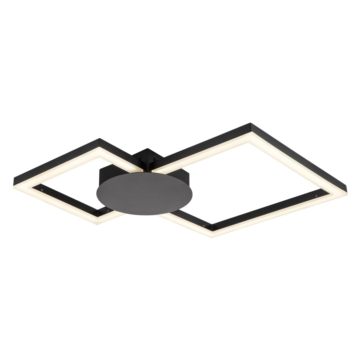 Cosylyte Miles Bathroom Double Square Built-in, Integrated LED Modern Ceiling Flush Light - Matt Black, IP44, 44x44x5cm, 3,000K Neutral White, 2,100lm